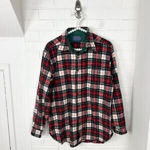 Vintage Men’s Pendleton Christmas Red Plaid Wool Button Down Flannel Shirt L